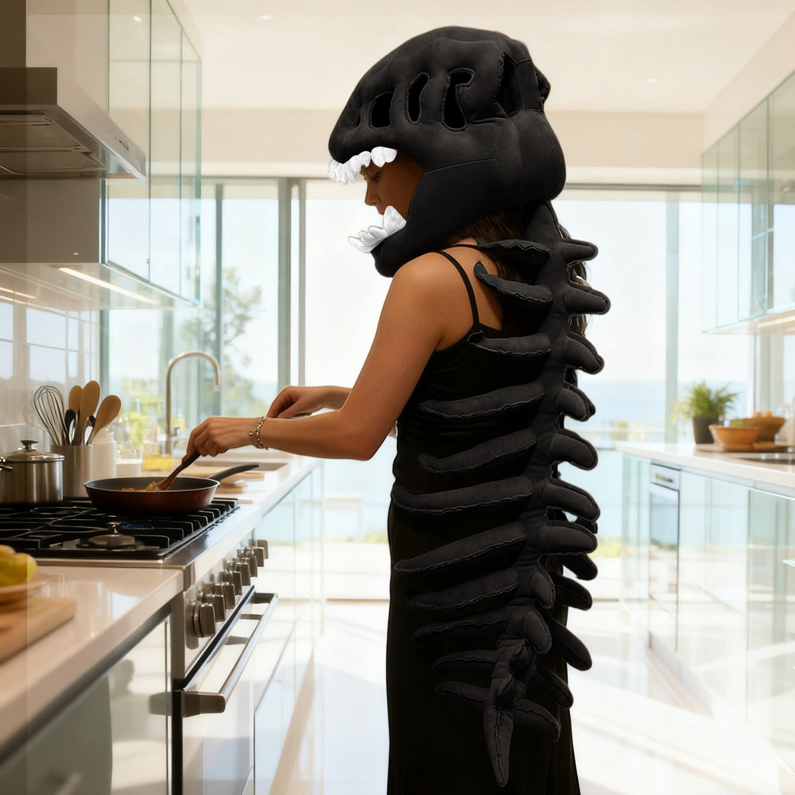Dinosaur Skeleton Headgear Stuffed Plush Toy With Intricate Skeleton Structure, Soft Plush Fabric For Comfortable Play, Ideal As A Unique Gift For Friends Classmates On Birthdays