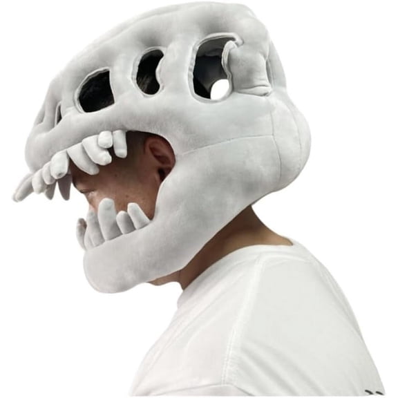 Dinosaur Skeleton Plush Costume Party Dino Animal Head Mask Plush Headcover Bonezilla Realistic Dinosaur Skeleton Costume Set Cosplay Adult Children's
