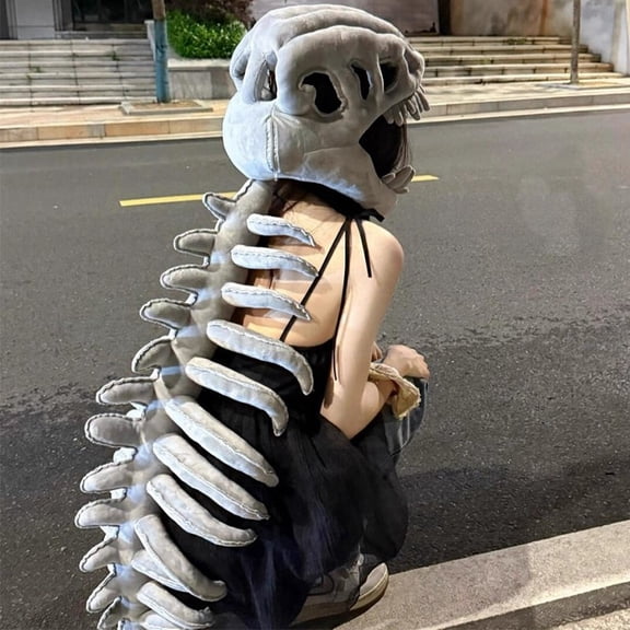 Dinosaur Skeleton Plush Decoration, Dinosaur Costume-3D Skeleton Design, Halloween Dinosaurs Skeletosn Approximately 51.2 inches in Length