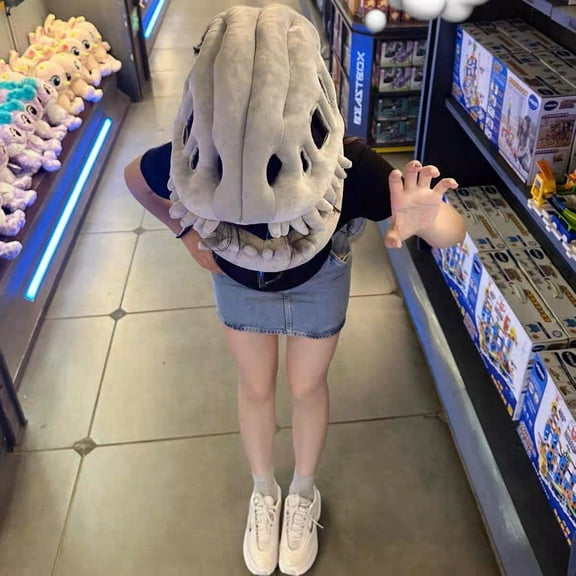 Dinosaur Skeleton Plush Decoration, Dinosaur Costume-3D Skeleton Design, Halloween Dinosaurs Skeletosn Individual Headgear (Without Skeleton)