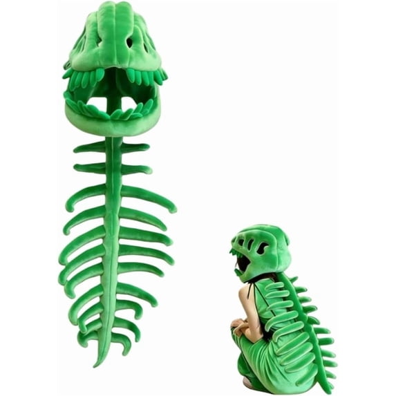 Dinosaur Skeleton Plush Headband Hat, Soft Wearable Dino Costume Headwear for Halloween Dress Up, Funny Dinosaur Hood for Parties, Cosplay Events, Costume Gatherings and Seasonal Fun