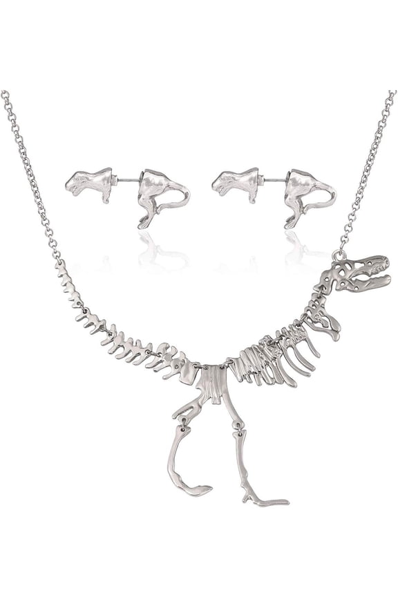 Dinosaur Skeleton Vintage Collar Necklaces Statement Gothic Tyrannosaurus T-Rex Bone Choker Pendant Necklaces Bib Fashion Costume Jewelry[u818]