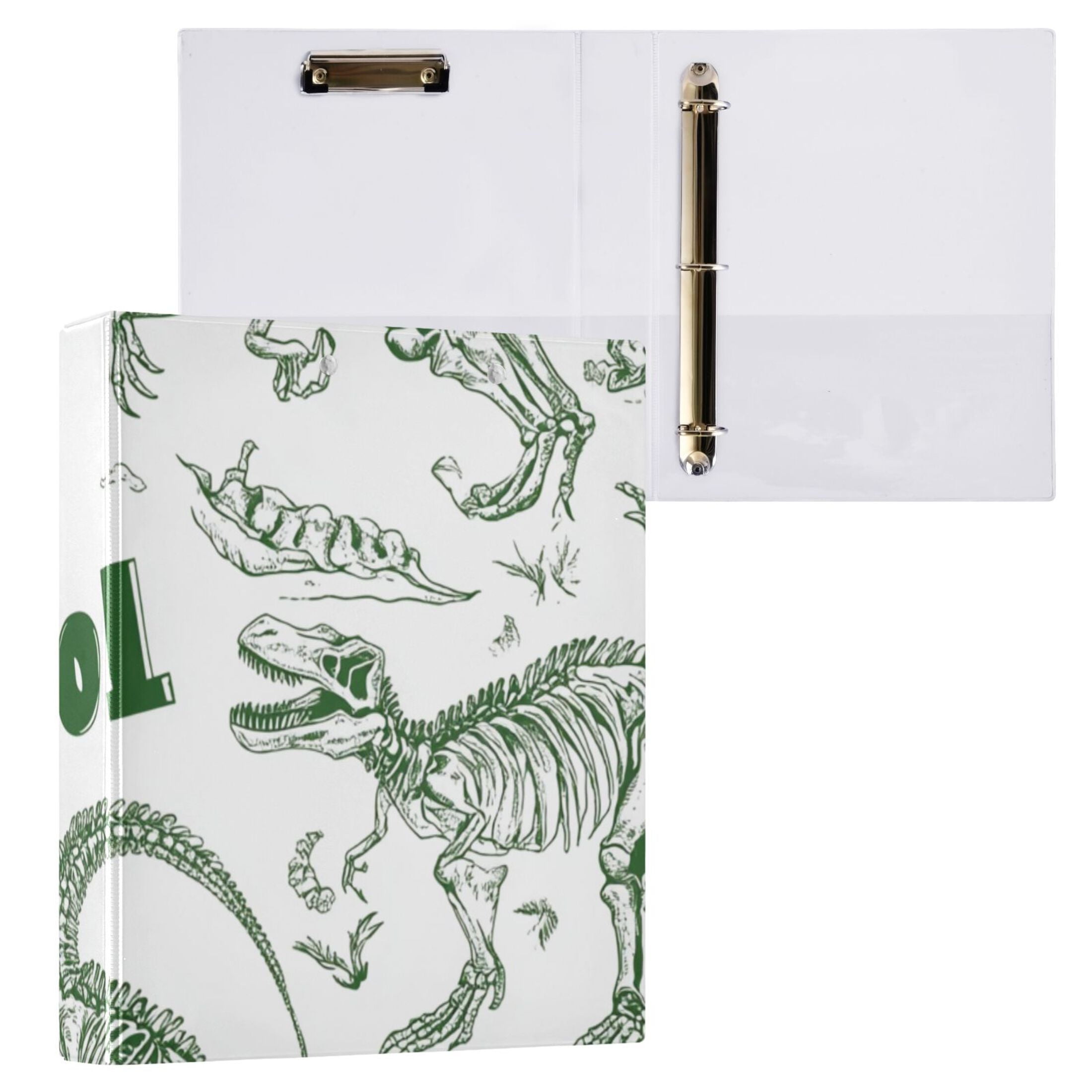 Dinosaur Skeletons Green 3 Ring Binders 1.5 inch Hardcover File Folders ...