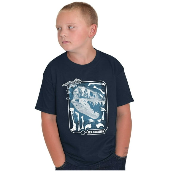 Dinosaur Skull Skeleton RexCavation Crewneck T Shirts Boy Girl Teen Brisco Brands L