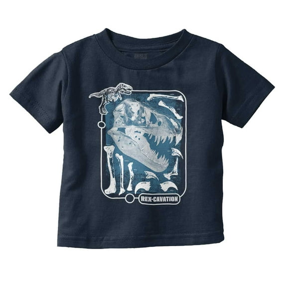 Dinosaur Skull Skeleton RexCavation Toddler Boy Girl T Shirt Infant Toddler Brisco Brands 4T