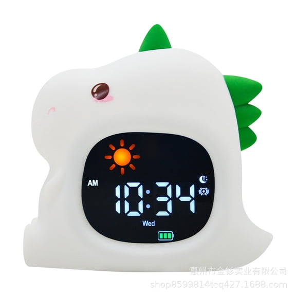 Dinosaur Sleep Training Alarm Clock Light - Night Light, Wake-Up Light, Sleep Sounds, Color-Changing Mood Lamp for Kids