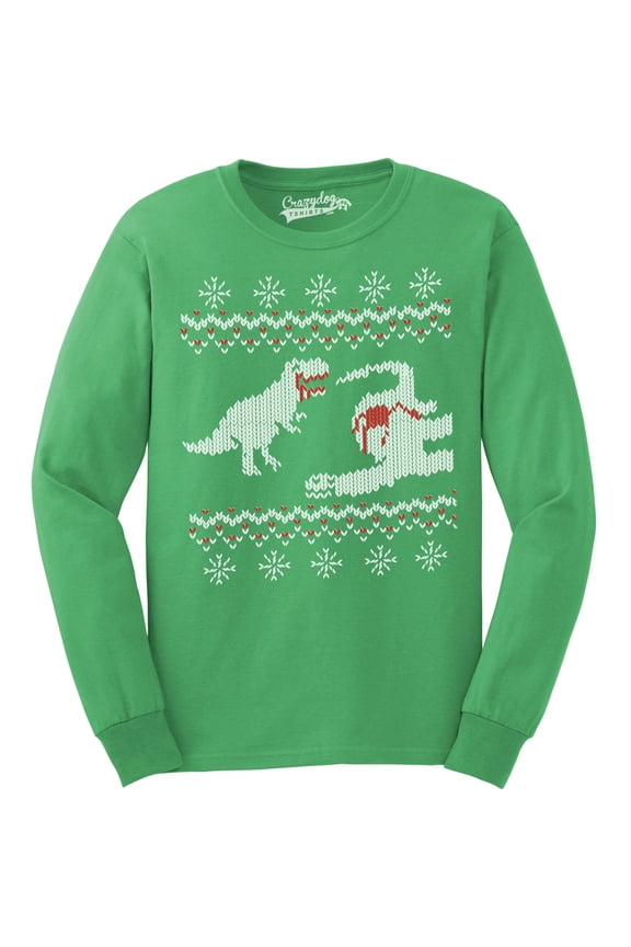 Dinosaur Snack Funny T-Rex Dinos Ugly Christmas Unisex Crew Neck Sweatshirt