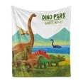 thumbnail image 1 of Dinosaur Soft Flannel Fleece Blanket, Flying Swimming and Land Dinosaurs with Lake and Mountains Dino Park Alive Theme, Cozy Plush for Indoor and Outdoor Use, 50" x 60", Multicolor, by Ambesonne, 1 of 6