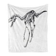 thumbnail image 1 of Dinosaur Soft Flannel Fleece Blanket, Skeleton Prehistoric Wild Animal Raptor Predator Bones Extinct Species Archeology, Cozy Plush for Indoor and Outdoor Use, 70" x 90", Black White, by Ambesonne, 1 of 5