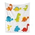 thumbnail image 1 of Dinosaur Soft Flannel Fleece Throw Blanket, Arrangement and Funny Dinosaurs Set Cartoon Style Colorful Kids Nursery Theme, Cozy Plush for Indoor and Outdoor Use, 50" x 60", Multicolor, by Ambesonne, 1 of 5
