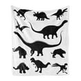 thumbnail image 1 of Dinosaur Soft Flannel Fleece Throw Blanket, Various Black Dino Silhouettes Jurassic Evolution Extinction Predator Animals, Cozy Plush for Indoor and Outdoor Use, 60" x 80", Black White, by Ambesonne, 1 of 6