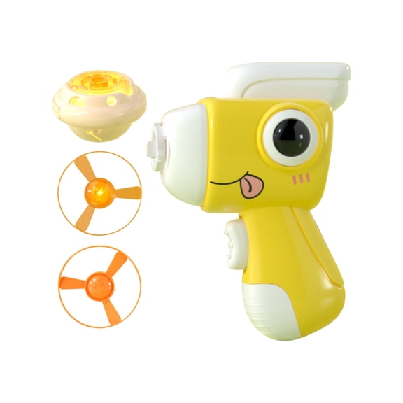 Dinosaur Spinning Top Toy With Handgun Launcher, 4 Non-Light Flying Discs, 1 Light-Up Flying Disc, 1 Glow Spinning Top, Button Batteries, Outdoor Interactive Play Set
