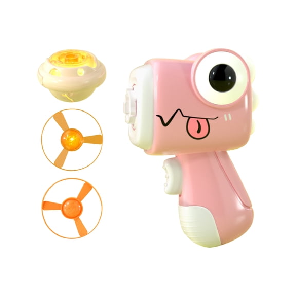 Dinosaur Spinning Top Toy With Handgun Launcher, 4 Non-Light Flying Discs, 1 Light-Up Flying Disc, 1 Glow Spinning Top, Button Batteries, Outdoor Interactive Play Set