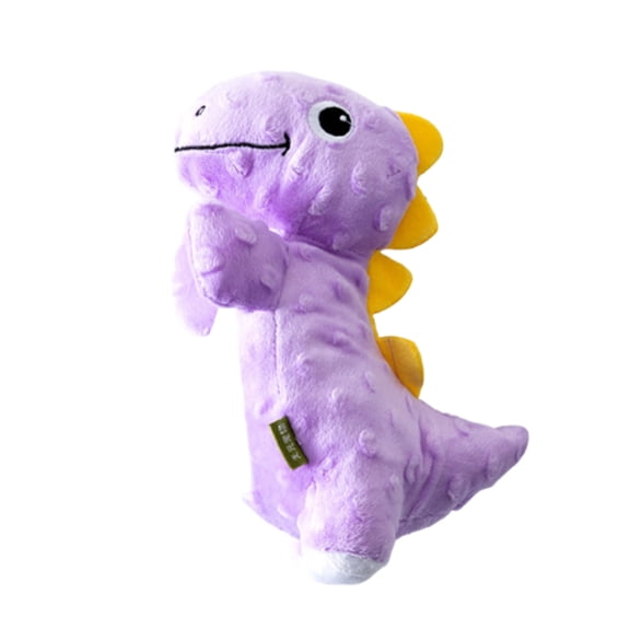 Dinosaur Squeaky Dog Toys Durable Plush Pet Chew Interactive Stuffed Teething Play Sound Purple