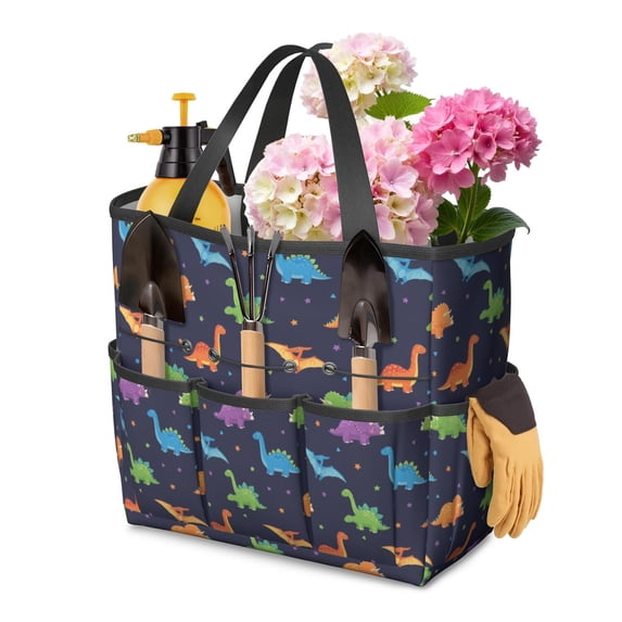 Dinosaur and Star Navy Blue Pattern Garden Tool Bag, Gardening Storage ...