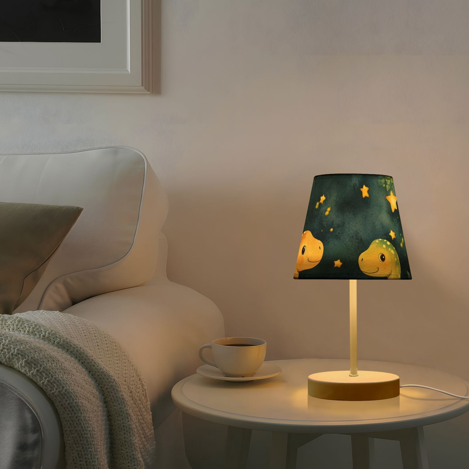Dinosaur Stars Leaves Desk Lamp 3 Color Modes LED Table Lamp Nightstand Reading Light for Bedroom Living Room