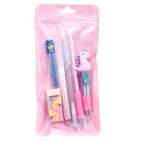 Dinosaur Stationery Set 6 Piece, Cute Pencil Eraser Ruler Kit for Kids, Back to School Supplies Classroom Rewards Party Favors Gift, Student Study Essentials