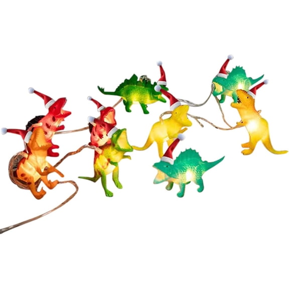 Dinosaur String Lights 1.5m 10 LEDs, ABS White, Battery Operated, Waterproof, for Boys Room Party Decor
