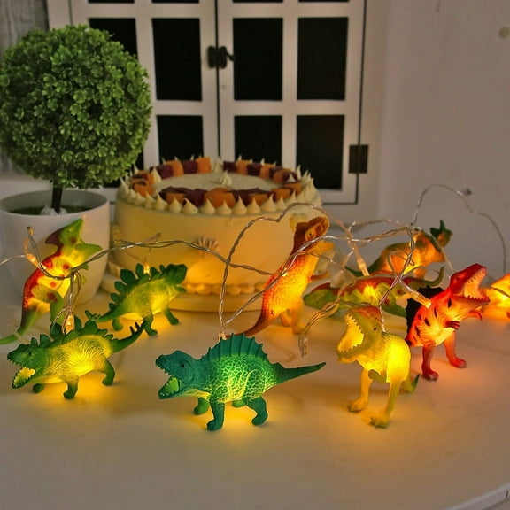 Dinosaur String Lights, 8 LED Christmas Double Power Decorative Lights with Remote Modes, Simulation Xmas String Lights Decoration for Home, Bedroom, Party, Holiday, Indoor
