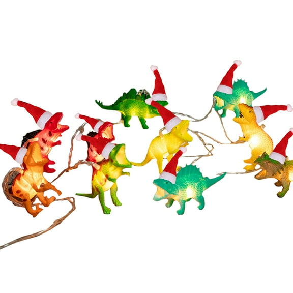 Dinosaur String Lights, LED Christmas Ornament Lights, USB Powered Dinosaur Night Lights for Kids Bedroom Decor, 10 Dinosaur LED Lights on 59-Inch Flexible Cable, Safe Waterproof Indoor Outdoor Use