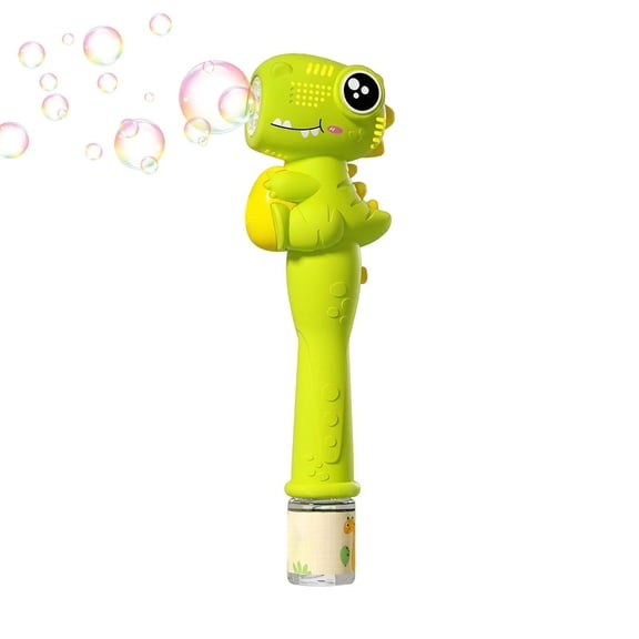 Dinosaur Style Automatic Bubble Blower, Portable Cartoon Bubble Machine with 75ML Bubble Solution and Rechargeable Cable for Party Festival Outdoor Events (Green)