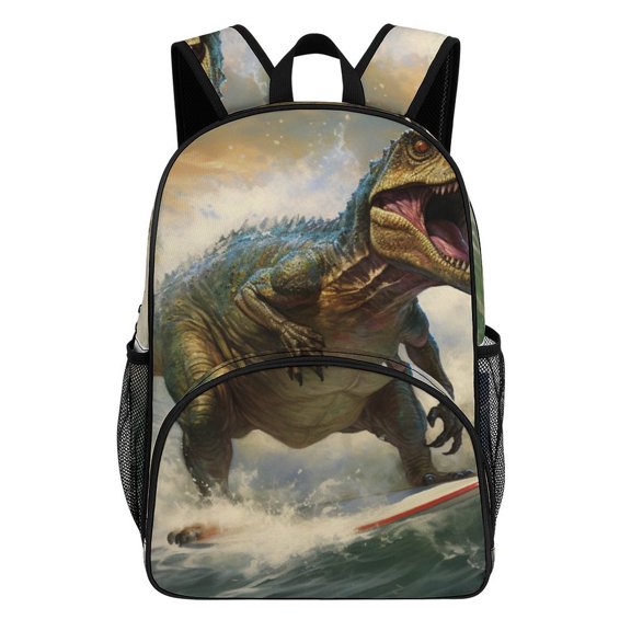 Dinosaur Surfing Epic Wave Ride Teenage Backpack Middle Students Bookbag Outdoor Daypack