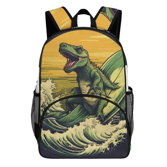 Dinosaur Surfing Epic Wave Sunset Backpacks for Backpack for Bookbag