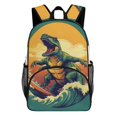 thumbnail image 1 of Dinosaur Surfing Sunset Wave Fun Backpacks for Backpack for Bookbag, 1 of 5