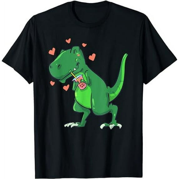 Dinosaur T-Rex Boba Tea Bubble Tea Kawaii Men Women Kids T-Shirt