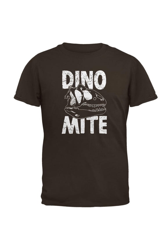 Dinosaur T-Rex DINO-MITE Dynamite Mens T Shirt Brown MD