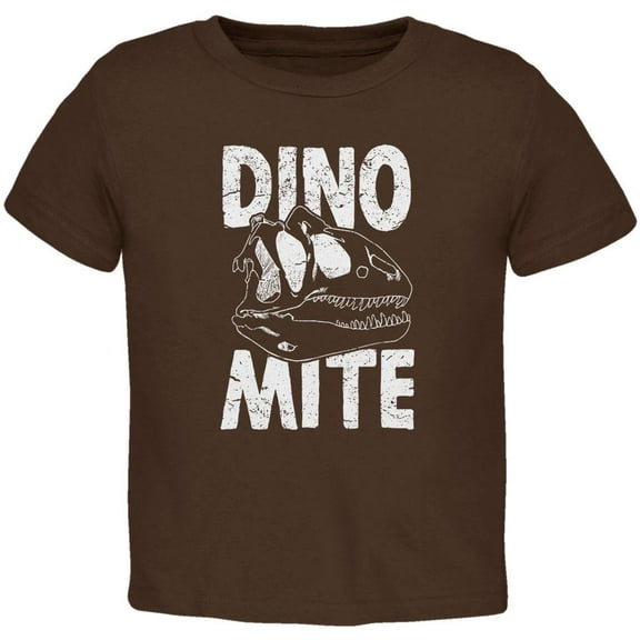 Dinosaur T-Rex DINO-MITE Dynamite Toddler T Shirt Brown 3T