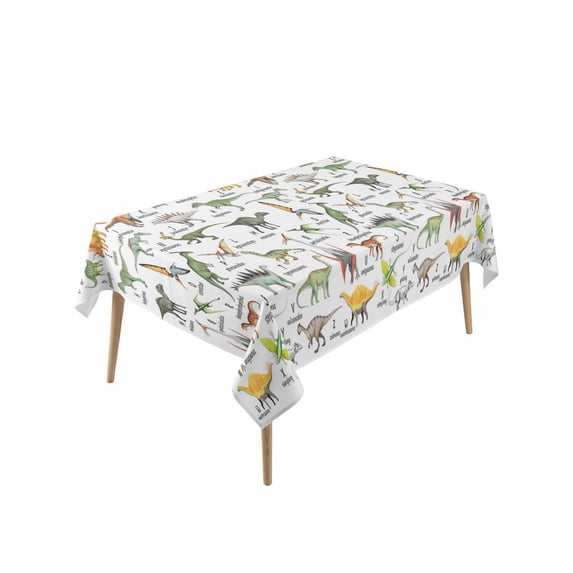 Dinosaur Table Cloth, Waterproof Tablecloth for Rectangle Tables, Funny Dino Cute Cartoon Boys Girls Children Reusable Washable Fabric Table Cover for Restaurant Kitchen Dining Tables 54"x108"