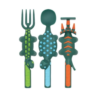 Dinosaur Tableware Children's Cutlery Fork Spoon Push Hand Children's Cutlery Set for Your Entertainment Dining Time Adventure Bpa Free Self-Service Kitchen