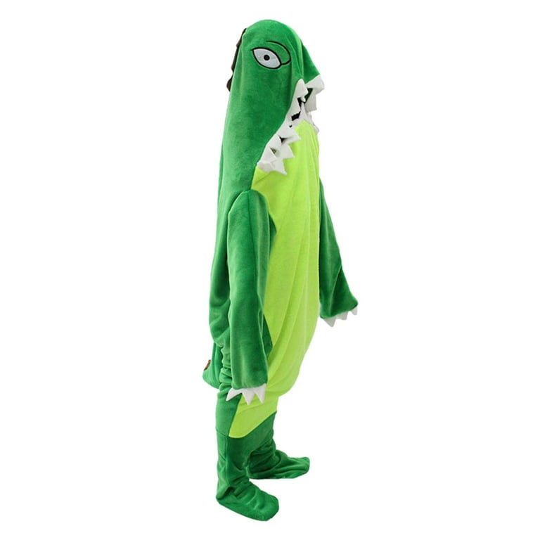 Dinosaur Tail Blanket Wearable Animal Sleeping Bag Hooded for Adults Sleep Dress Dinosaur Lovers Gifts Warm Funny Flannel Blanket for Party XXL