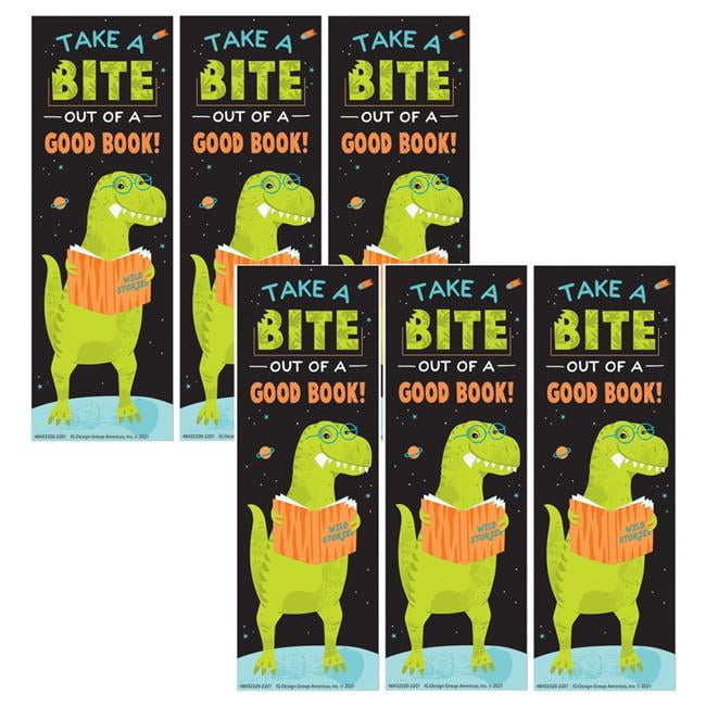 Dinosaur Take A Bite Out of A Good Book Bookmarks - Pack of 6