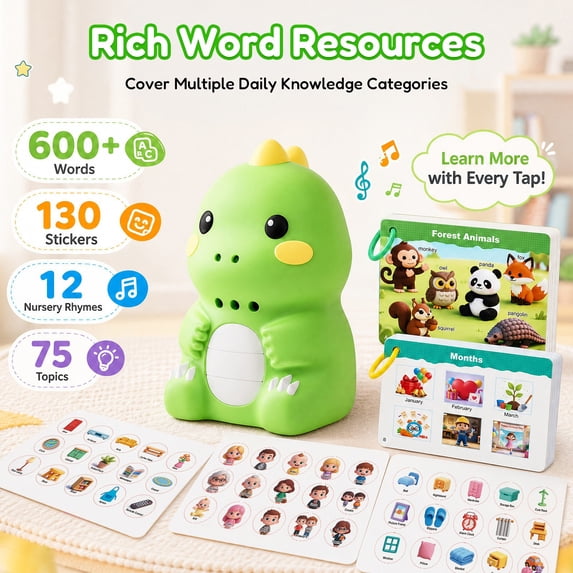 Dinosaur Talking Flash Cards Reader, Kids Interactive English Learning ...