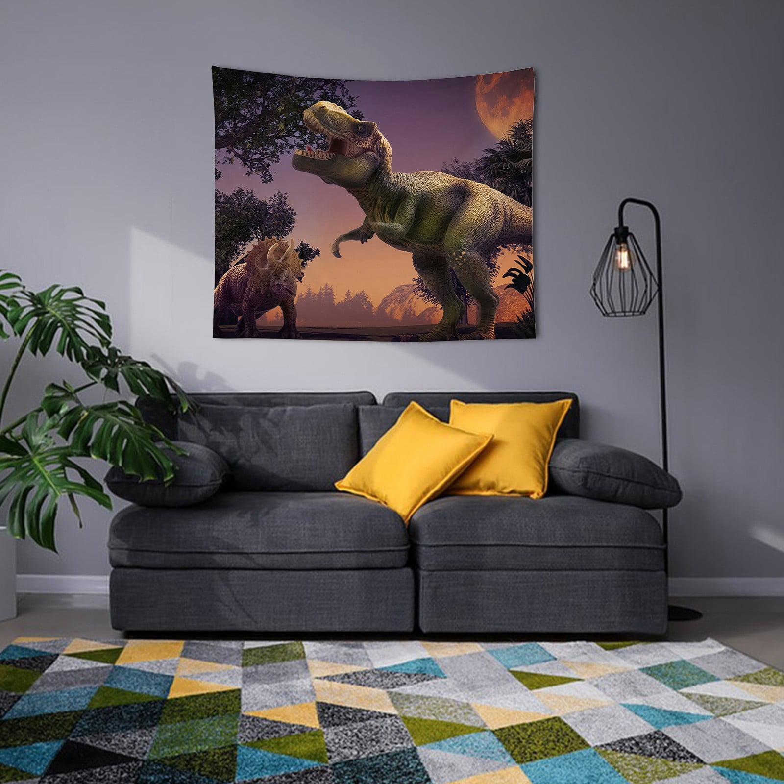 Dinosaur Tapestry For Men Large Cool College Dorm Tapestry Forest Art