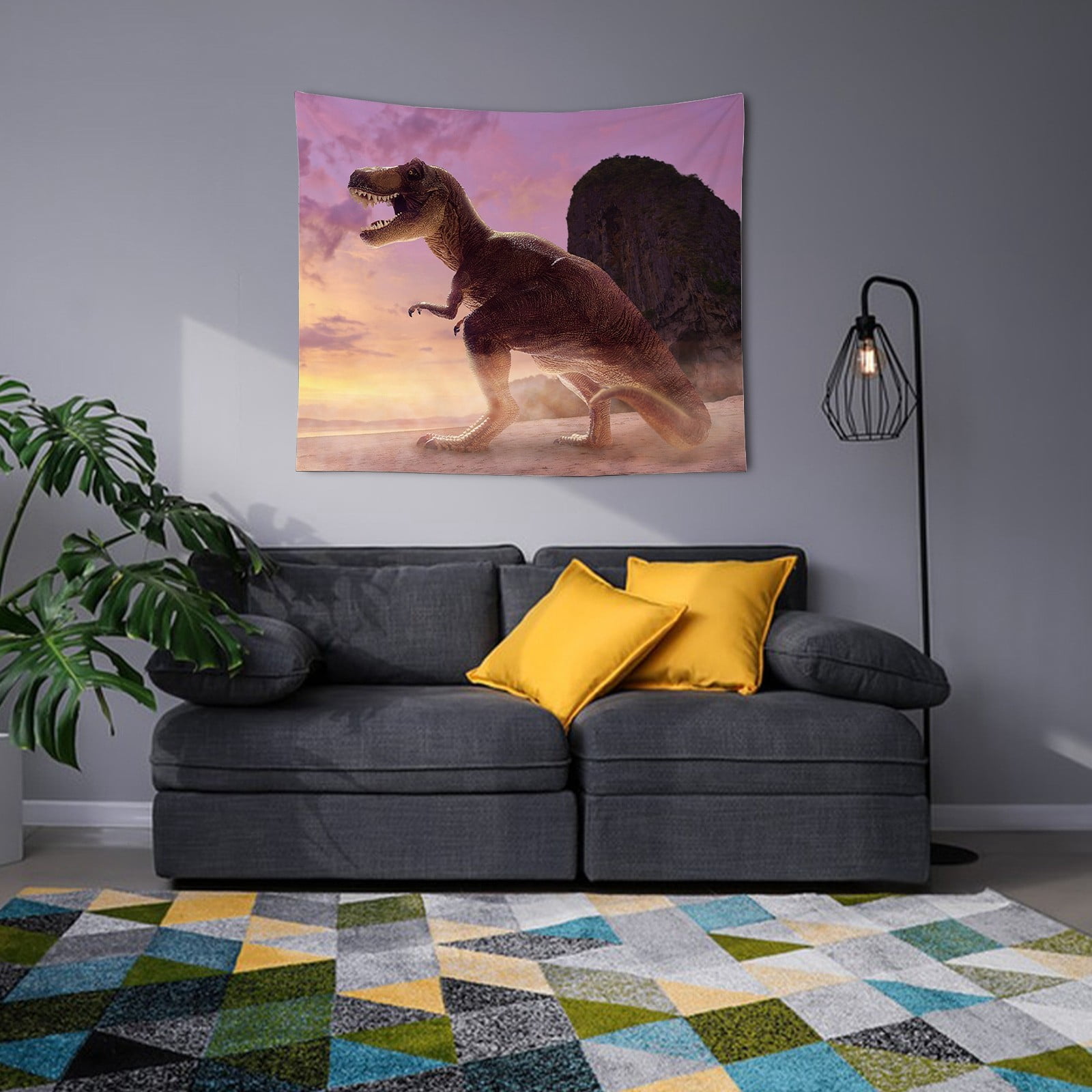 Dinosaur Tapestry For Men Large Cool College Dorm Tapestry Forest Art