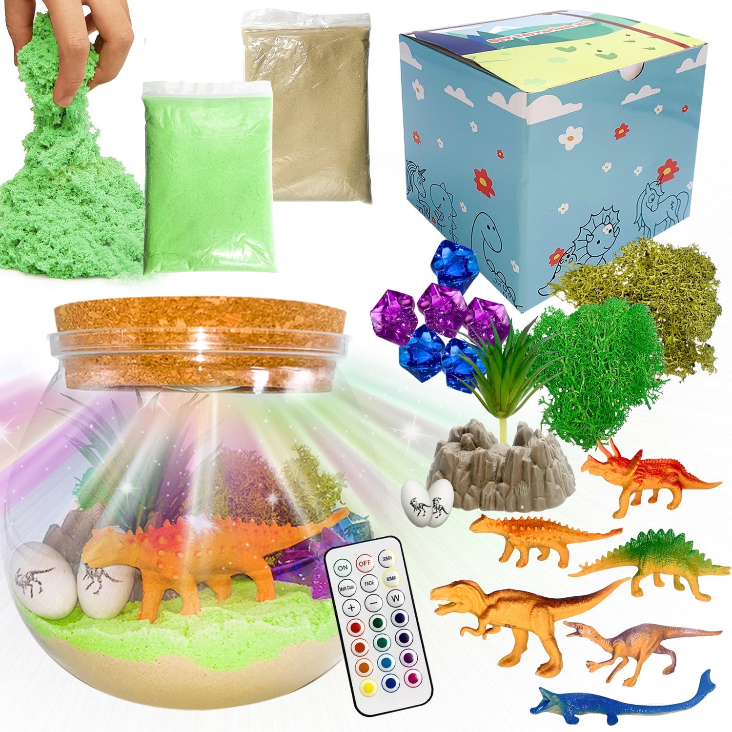 Dinosaur Terrarium Kit, DIY Crafts for Kids, Arts and Crafts Birthday Gift for Girls Ages 4 5 6 7 8-12 Year Old
