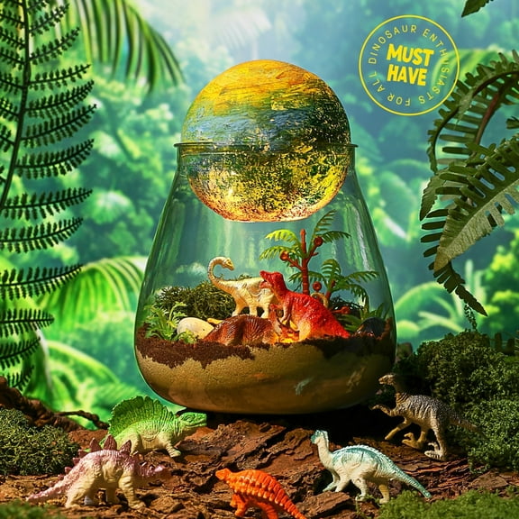 Dinosaur Terrarium Kit for Kids - Light-up Dino Crafts with DIY Moon Lamp Kit - Christmas Birthday Gift for Boys Ages 6 7 8-12 Year Old