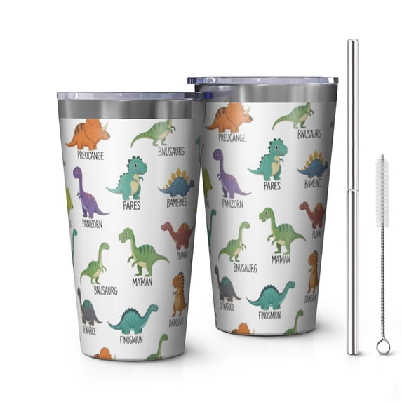 Dinosaur and Text White Pattern OneSize Insulated Car Tumbler 1 Pack ...