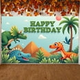 thumbnail image 1 of Dinosaur Theme Banner Green Color Dino Party Backdrop Cartoon Style Palm Tree Design Jurassic Birthday Background for Kids Birthday Party Dinosaur Themed Party Children Celebration, 1 of 9