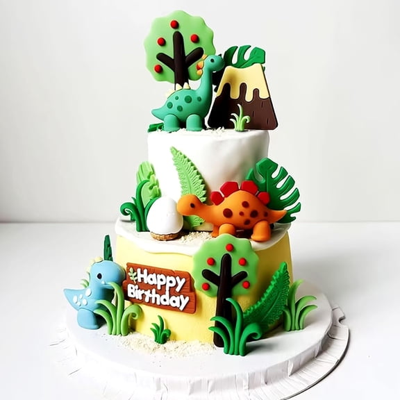 Dinosaur Theme Birthday Cake Decoration Accessories Set