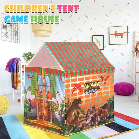 Dinosaur Theme Kids Diy Play Tent Pretend Playhouse For Children Indoor Outdoor Fun