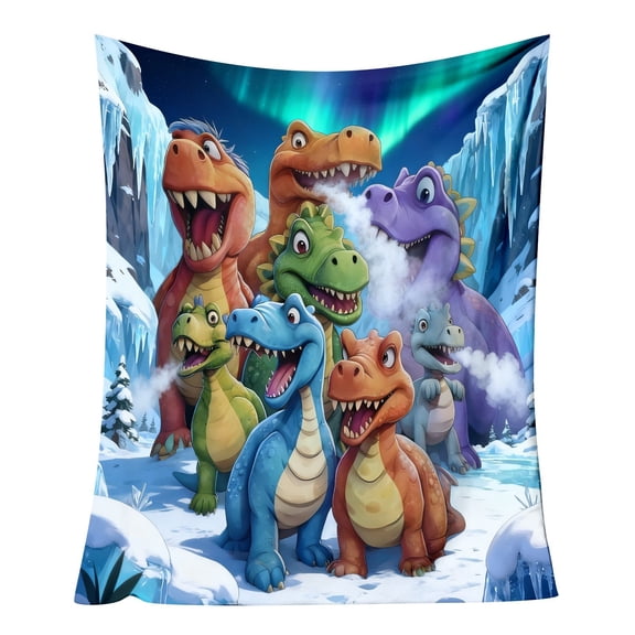 Dinosaur Themed Blanket Soft Warm Flannel Throw for Kids Adults Cozy Home Comfortable All Season Use