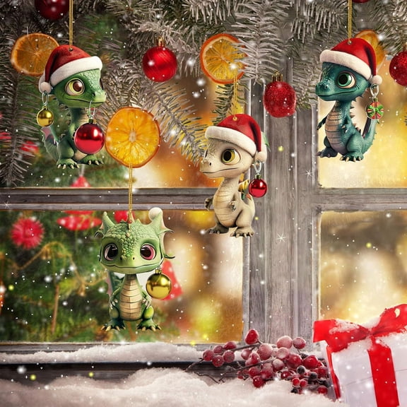 Dinosaur Themed Christmas Tree 2D Hanging Decoration Pendant for Holiday Parties, Home Christmas Tree Ornaments, Wall Decor, and Festive Atmosphere Enhancement with Easy Installation