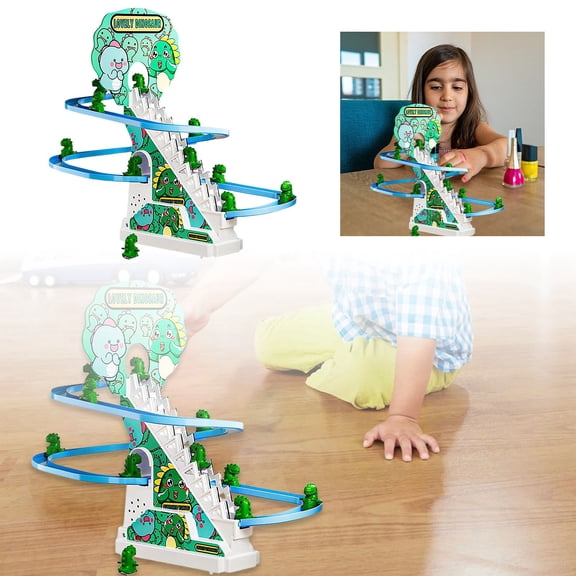 Dinosaur Themed Climbing Slide Playground With Lights And Music Childrens' Rotating Slide And Stair Set,Christmas Gift,Birthday Present,Surprise Toy