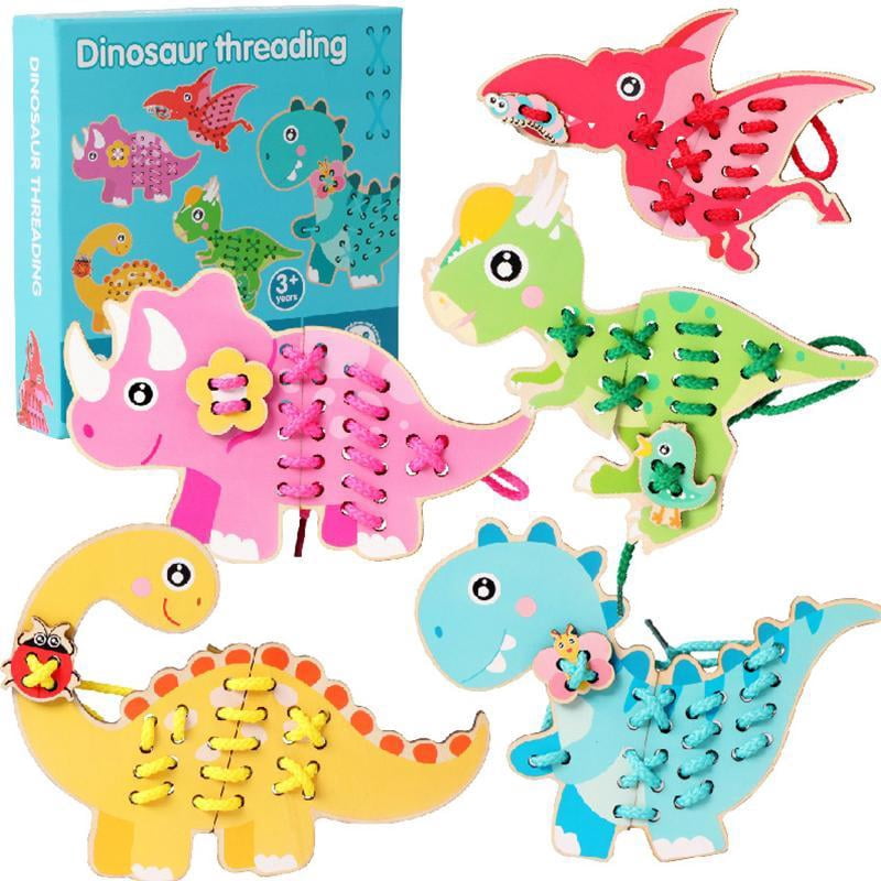Dinosaur Threading Toy with Rope Preschool Learning Toy Resistant ...