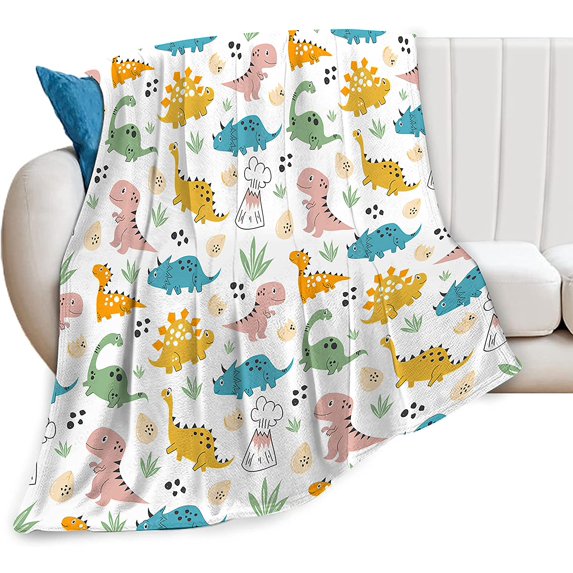 Dinosaur Throw Blanket for Boys Girls Cozy Plush Colorful Dinosaurs T-Rex Flannel Ultra Soft Fleece Blankets Lightweight Fuzzy Warm Party Toddler Blanket Gifts for Bed Couch Sofa Kids Adults 50\\