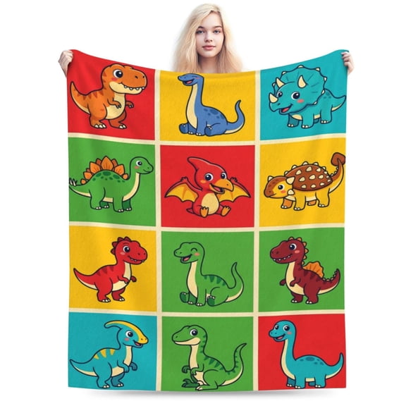 Dinosaur Throw Blanket, Cartoon Plush Blanket, Soft Lightweight Blanket, Cozy Blanket for Sofa, Couch, Bed, Birthday Gift 50x40